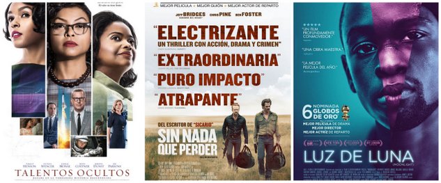 Tres nominadas a mejor película llegaron esta semana